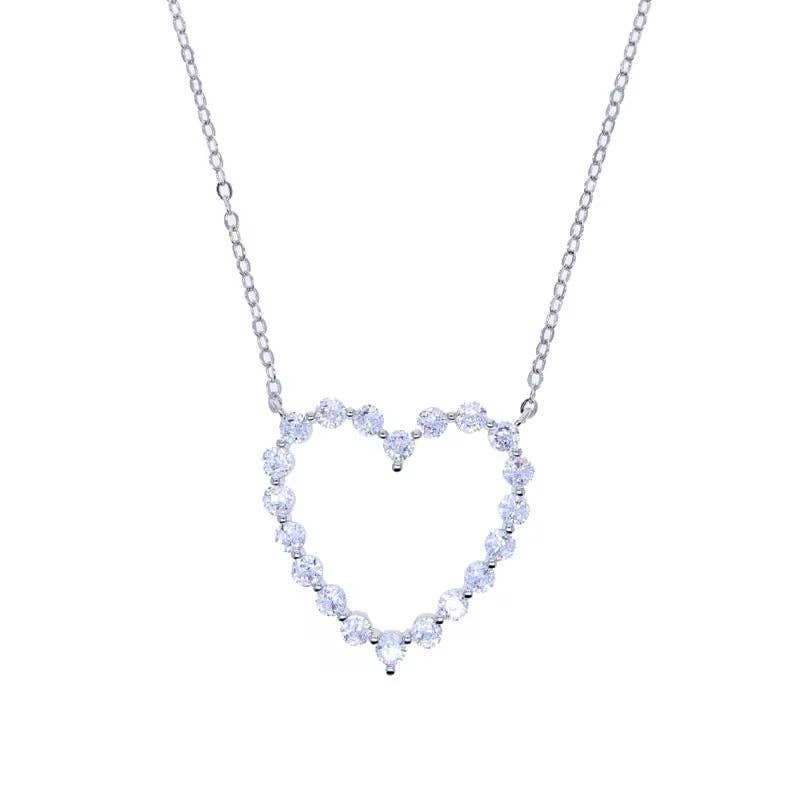 Pave' Hollow Heart Necklace
