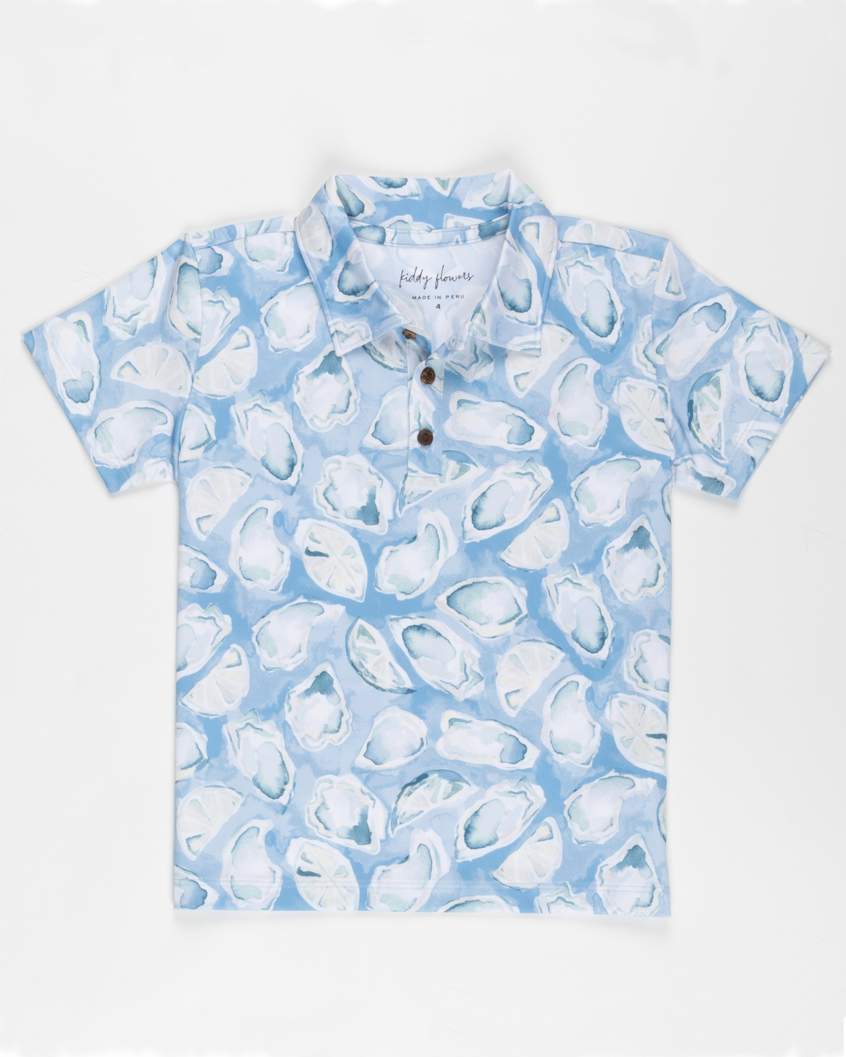 Kids Light Blue Oyster Print Polo