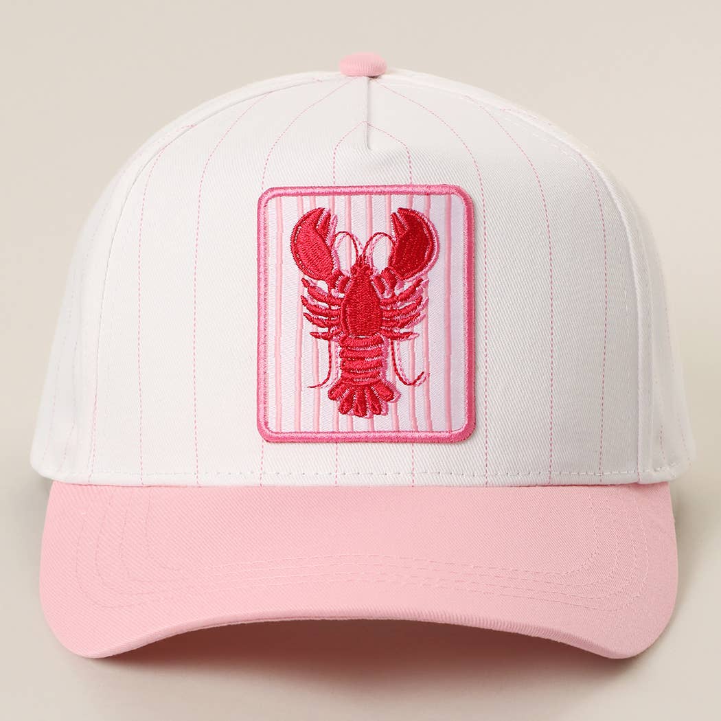 Crawfish Embroidered Patch Seersucker Brim Trucker Hat