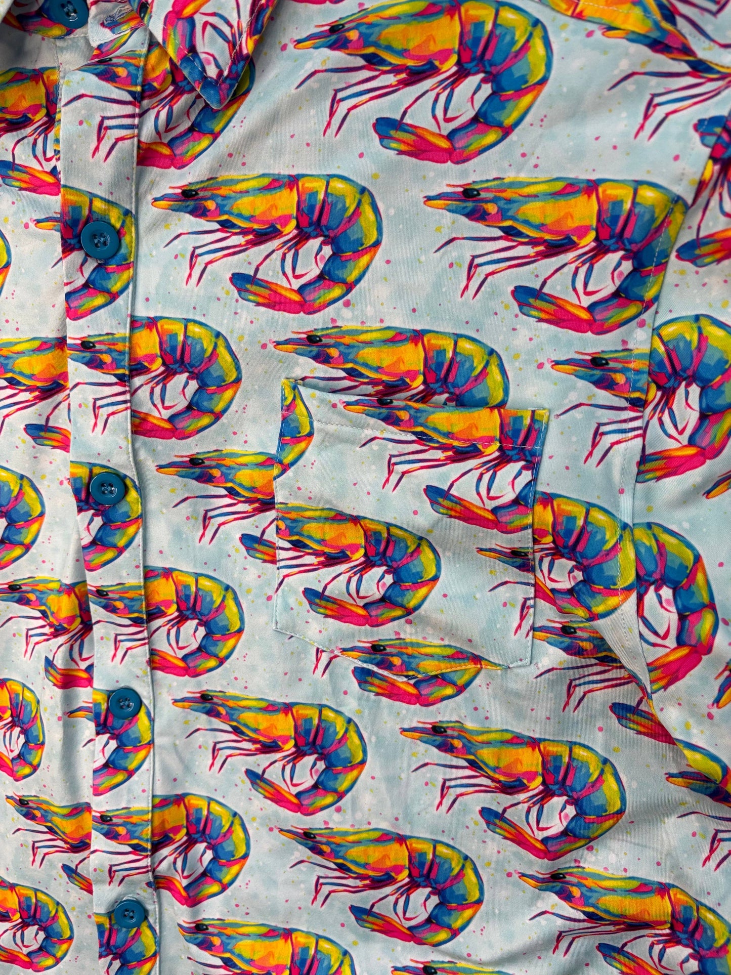 Shrimp Splatter Men’s Button Down Shirt