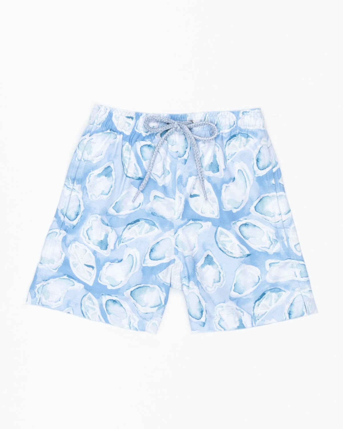 Boys Light Blue Oyster Print Swim Trunks